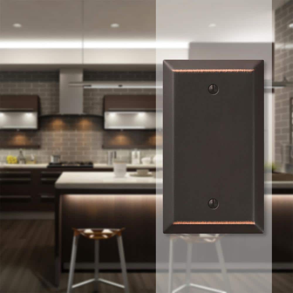 Aged Bronze Single Blank Steel Wallplate