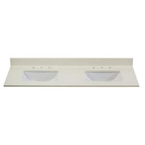 61 in. W x 22 in. D Engineered Quartz Vanity Top in Ice Storm with White Trough Double Basin