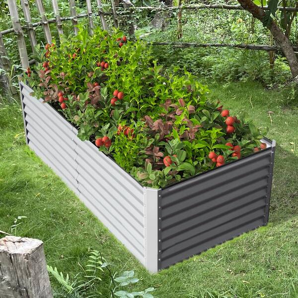 Yaheetech 8 ft. x 2 ft. Wooden Raised Garden Bed Divisible