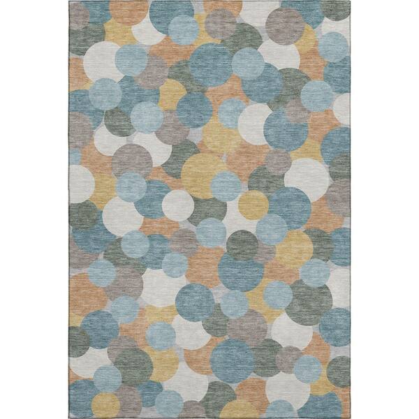 Mayfield Premium Machine Washable Abstract AMF2450 Teal 10 ft. x 14 ft. Area Rug