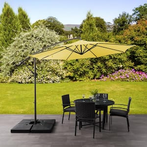 9.5 ft. Steel Cantilever UV Resistant Offset Patio Umbrella in Yellow