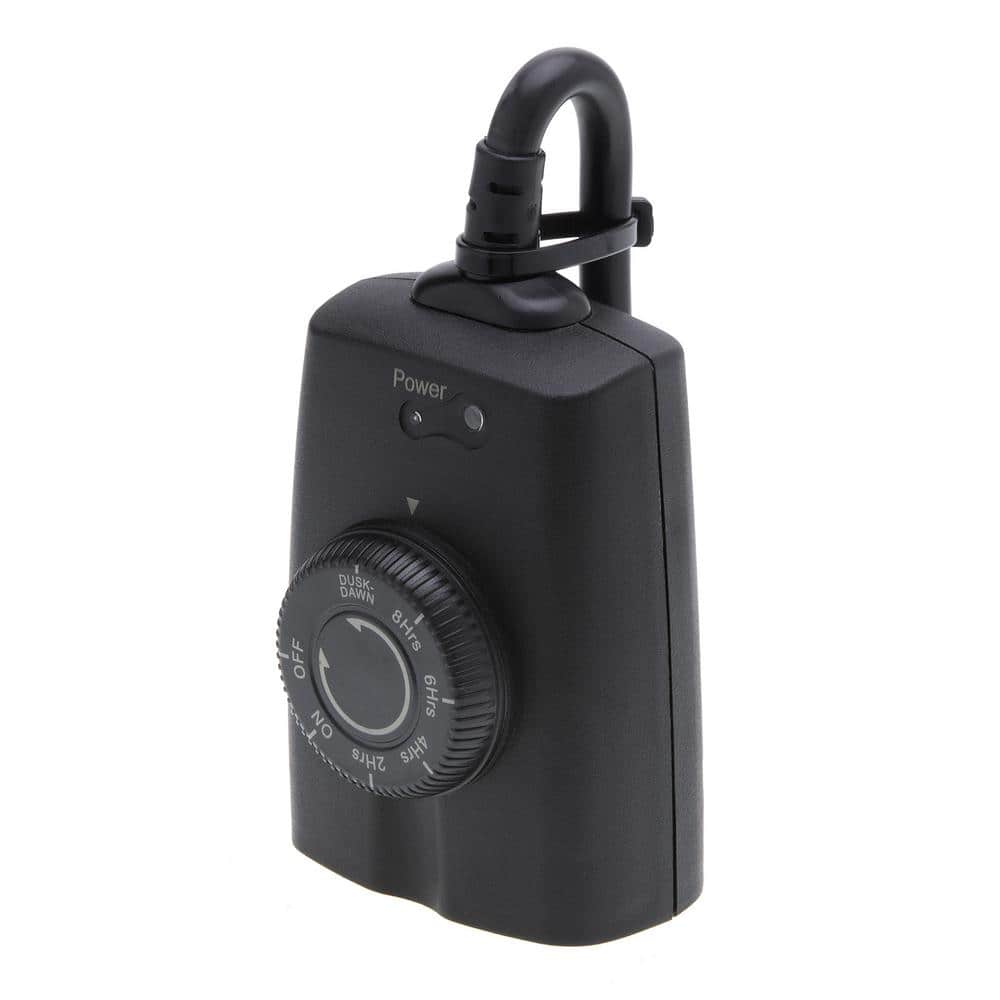 Black Outdoor Digital Plug-In Timer with Photocell Control
