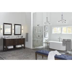 Blanco LED Collection 32" Faux White Marble Etched White Glass Luxe Bath Vanity Light