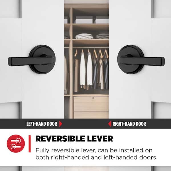 Kwikset Trafford Matte Black Reversible Round Straight Hall/Closet