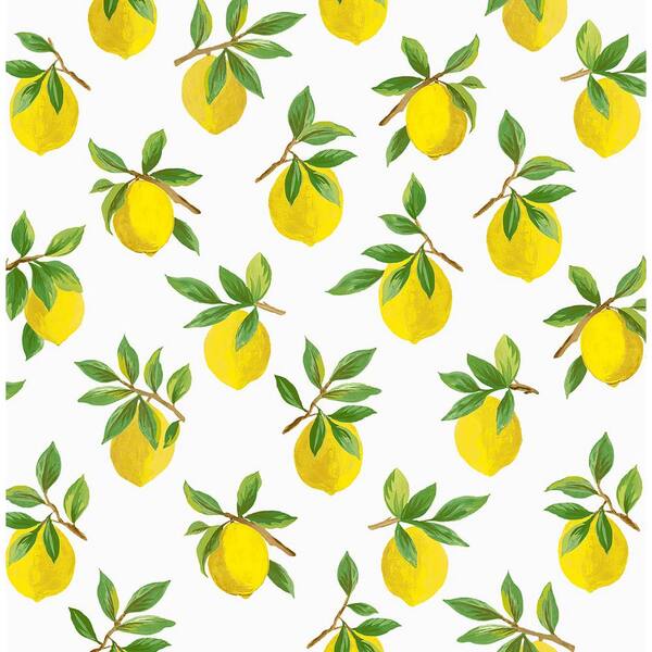 NextWall 30.75 sq. ft. White Lemoncello Vinyl Peel and Stick Wallpaper ...