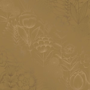 Homestead Floral Metallic Marigold Vinyl Peel and Stick Wallpaper Sample