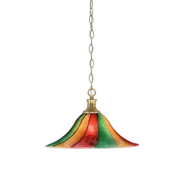 Unbranded Peabody 60-Watt 1-Light New Age Brass Shaded Mini Pendant Light with Glass Shade
