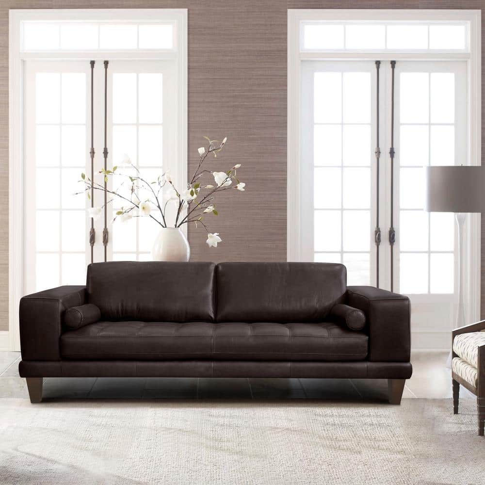 94 in. Square Arm 4-Seater Sofa in Espresso/Brown