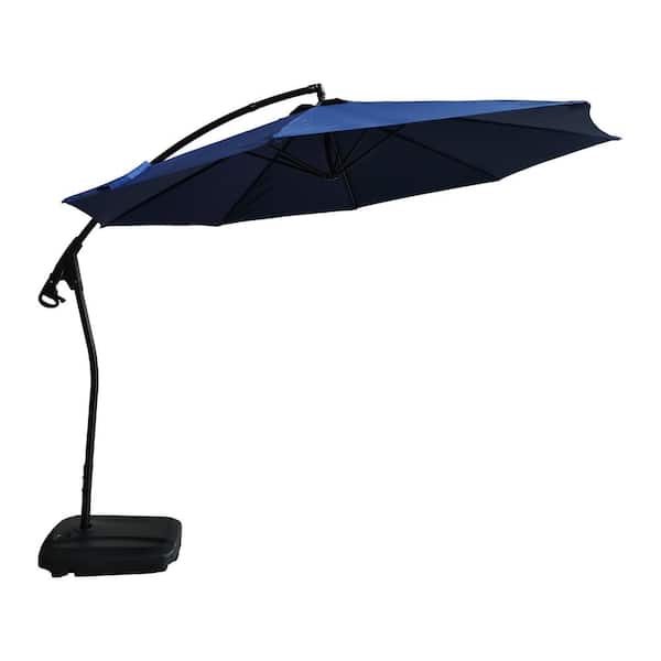 Mondawe 11 ft.. Outdoor Patio Market Umbrella Beach Umbrella in Navy with Crank and Base