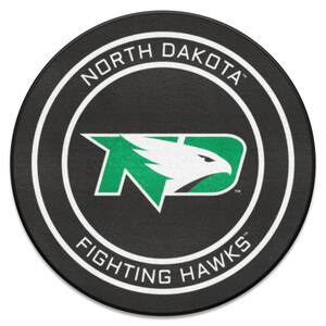 NCAA - University of North Dakota Black 2 ft. 3 in. x 2 ft. 3 in. Indoor Round Accent Rug