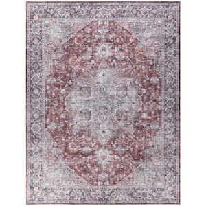 Machine Washable Series 1 Ivory Brick 9 ft. x 12 ft. Distressed Traditional Area Rug