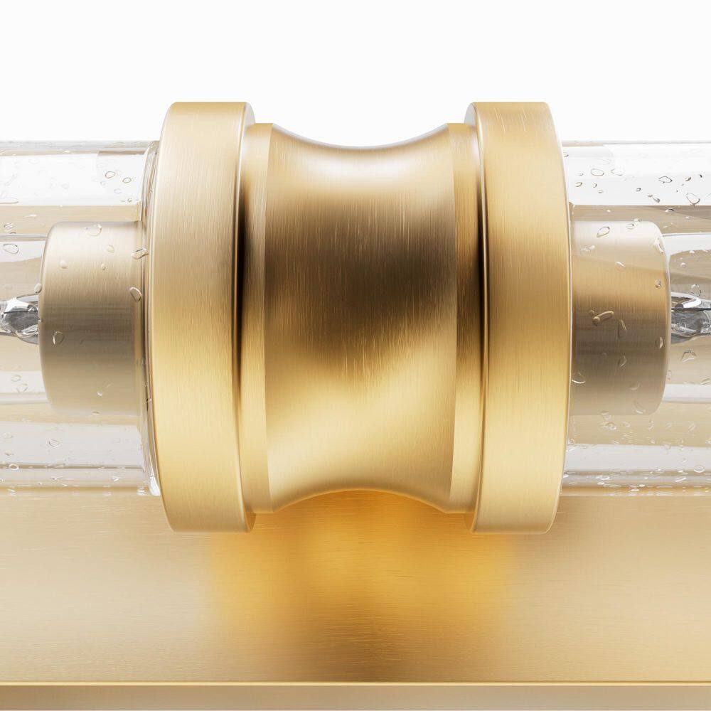 Lenlock 22" Gold Vanity Light with Clear Seeded Glass Shades
