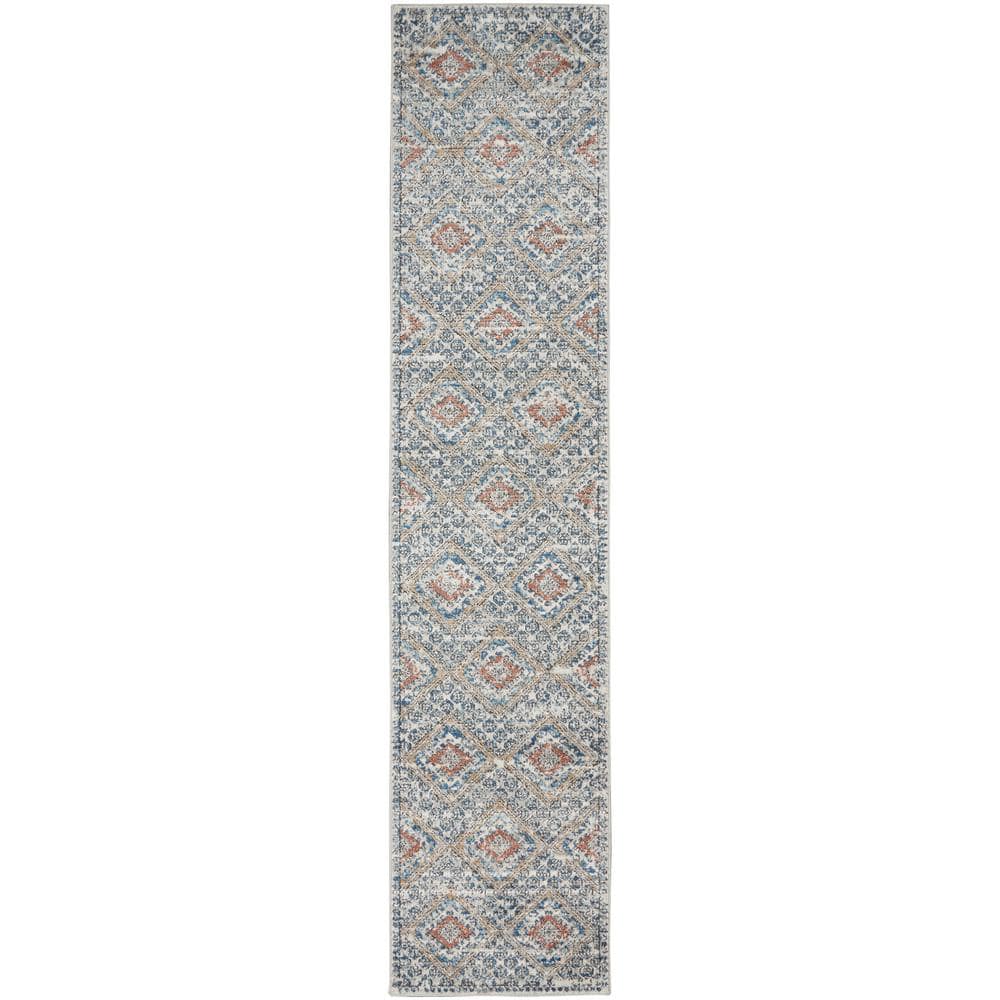 Concerto Blue/Ivory 2 ft. x 10 ft. Bordered Contemporary Kitchen Runner Area Rug price history on PriceWatchPro