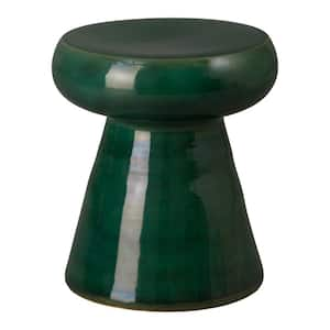 Mushroom 18 in. H Glossy Glaze Green Round Ceramic Garden Stool