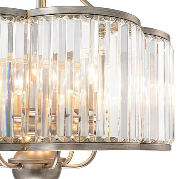 HUOKU Sea 6-Light 21.7 in.W Brass with Silver Undertones Flower