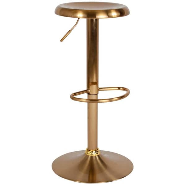 Carnegy Avenue Madrid Series 31 in. Adjustable Height Gold Retro Barstool