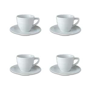 Essentials 4 8.6oz Porcelain Teacup and Saucer, Set of 4, Hotel