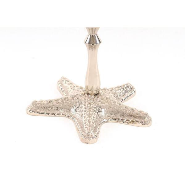 Silver Finish Star Fish Taper Candle Holder Silver Finish Star Fish Taper Candle Holder