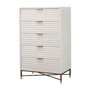 White 5-Drawer 18 in. Wooden Chest of Drawers