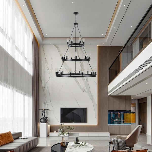 27-Light Noble Chandelier 3-Tiers Large Chandelier, Hanging