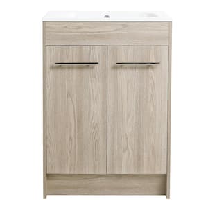 24 in. W x 18 in. D x 34 in. H Freestanding Bath Vanity in White Oak with White Cultured Marble Basin