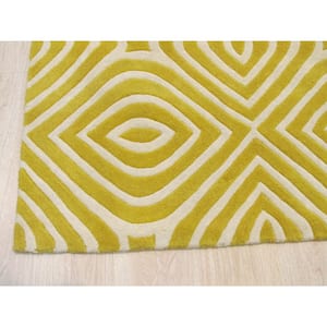 Yellow 7 ft. 9 in. x 9 ft. 9 in. Hand Tufted Wool Transitional Marla Area Rug