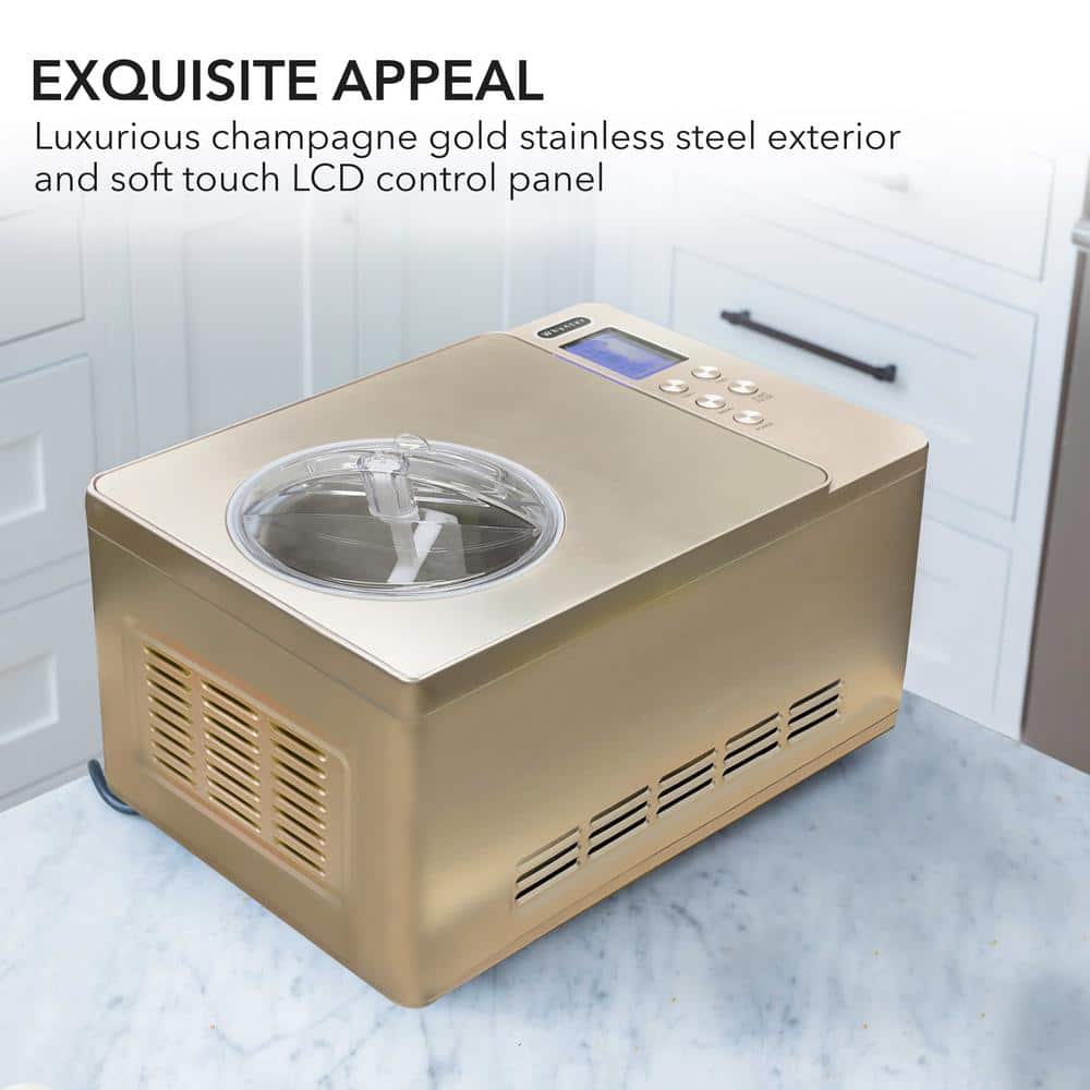 Champagne Gold 2 Quart Automatic Ice Cream and Yogurt Maker