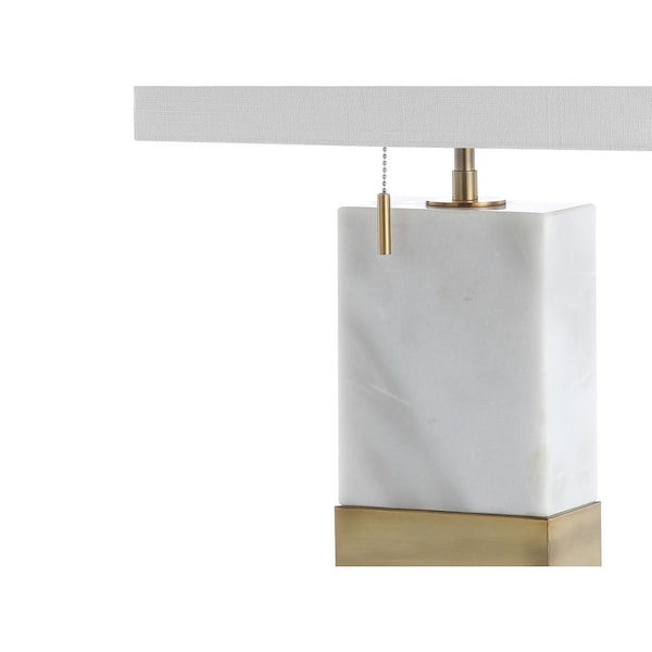 JONATHAN Y Trevor 22.5 in. White Marble/Iron Gold Modern Console