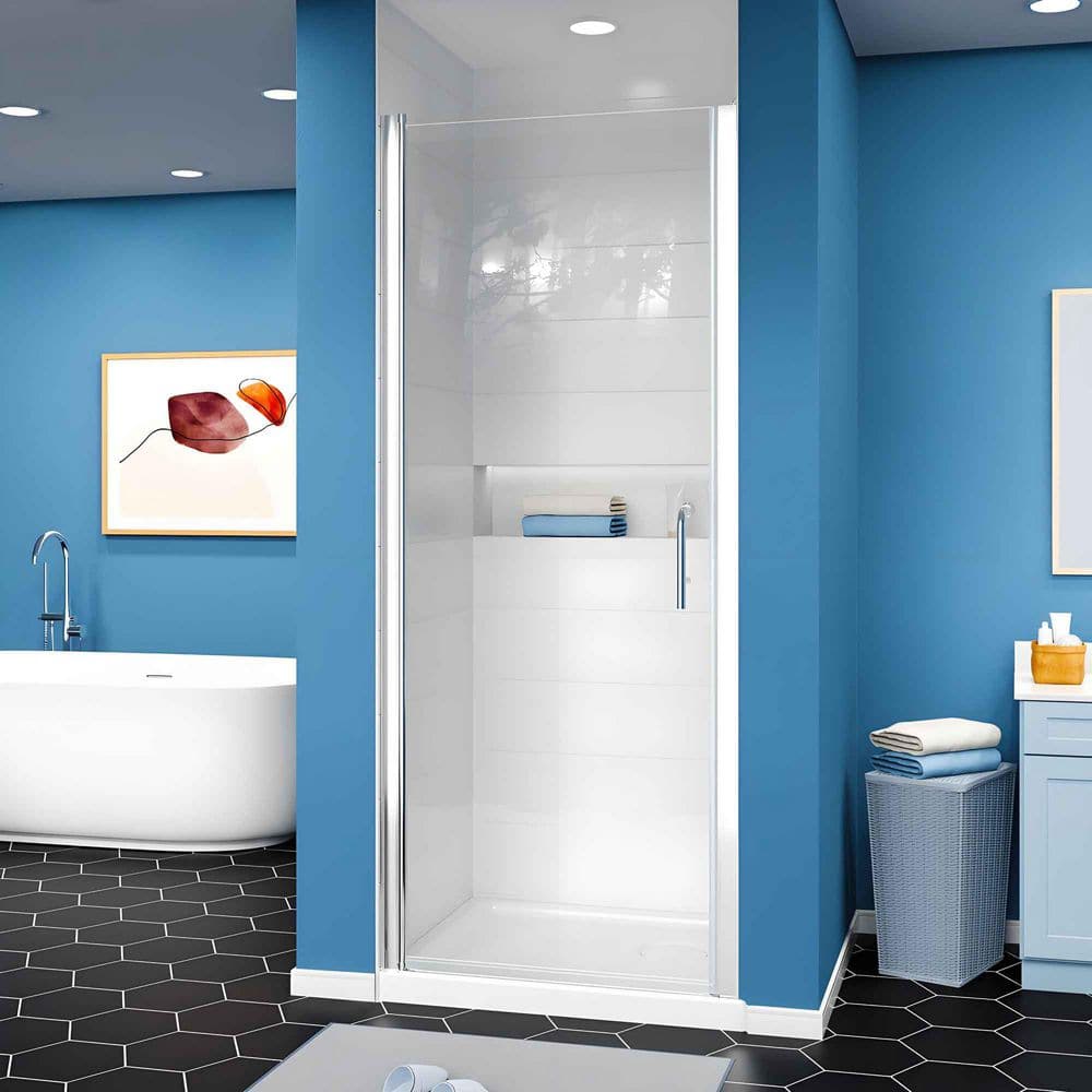 24-25.9 in. W x 72 in. H Frameless Pivot Shower Doors with 1/4 in. Thick Clear Tempered Glass in a Chrome Finish. price history on PriceWatchPro
