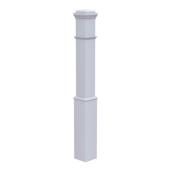 Stair Parts 4091 55 in. x 6-1/4 in. Primed White Box Newel Post for Stair Remodel