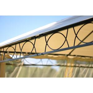 14.2 ft. x 12.7 ft. Beige Outdoor Grill Gazebo with Vented Soft Top Canopy and Mosquito Netting