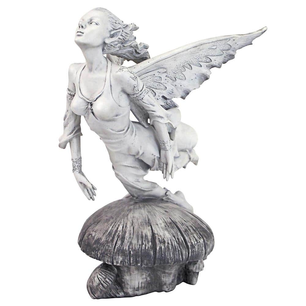 Off-White Hand-Painted Resin Garden Fairy Statue, 11 Inches