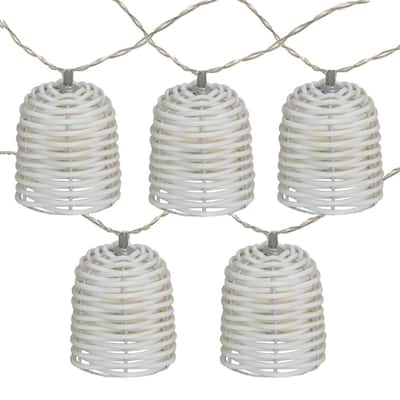 10 in. 10-Light LED White Lantern Mini Christmas Lights