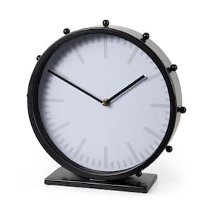 Marian 11.0 L x 3.1 W x 11.0 H Black Studded Round Table Clock