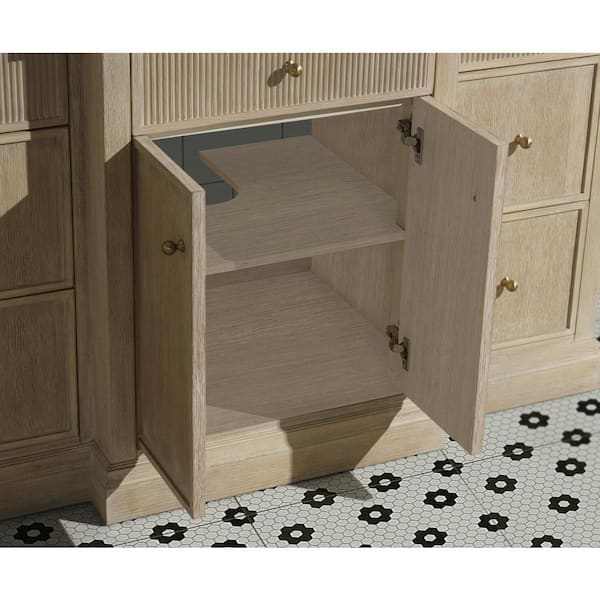 Redondo 55 W x 22 in. D x 34.5 H Single Bath Vanity in Ash Oak with Engineered Quartz Top in White with White Basin