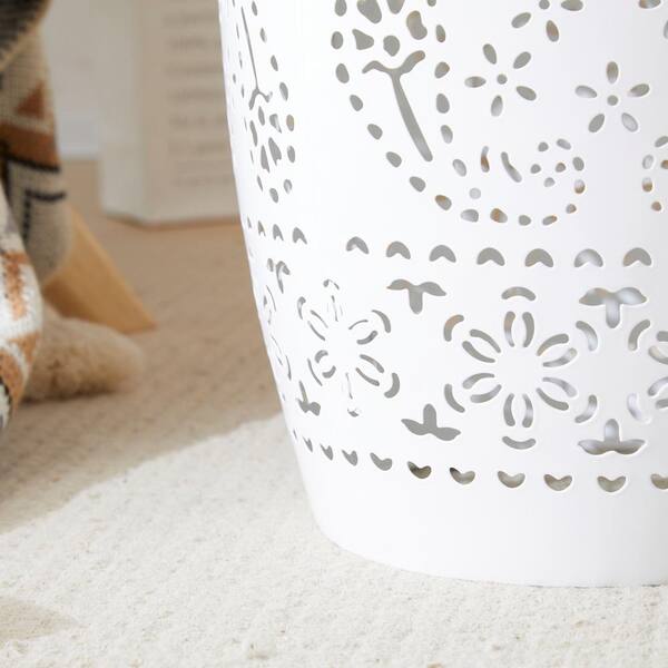Zeus & Ruta White Round Ceramic Outdoor Side Table for