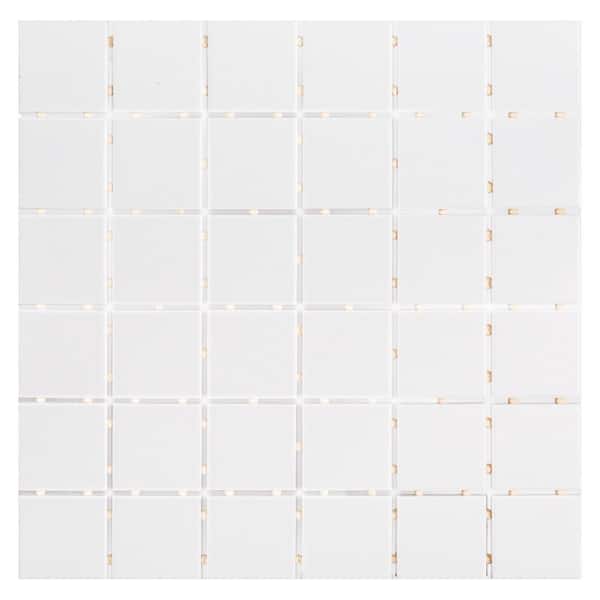 Jeffrey Court Classic White 11-7/8 in. x 11-7/8 in. Porcelain Mosaic Tile
