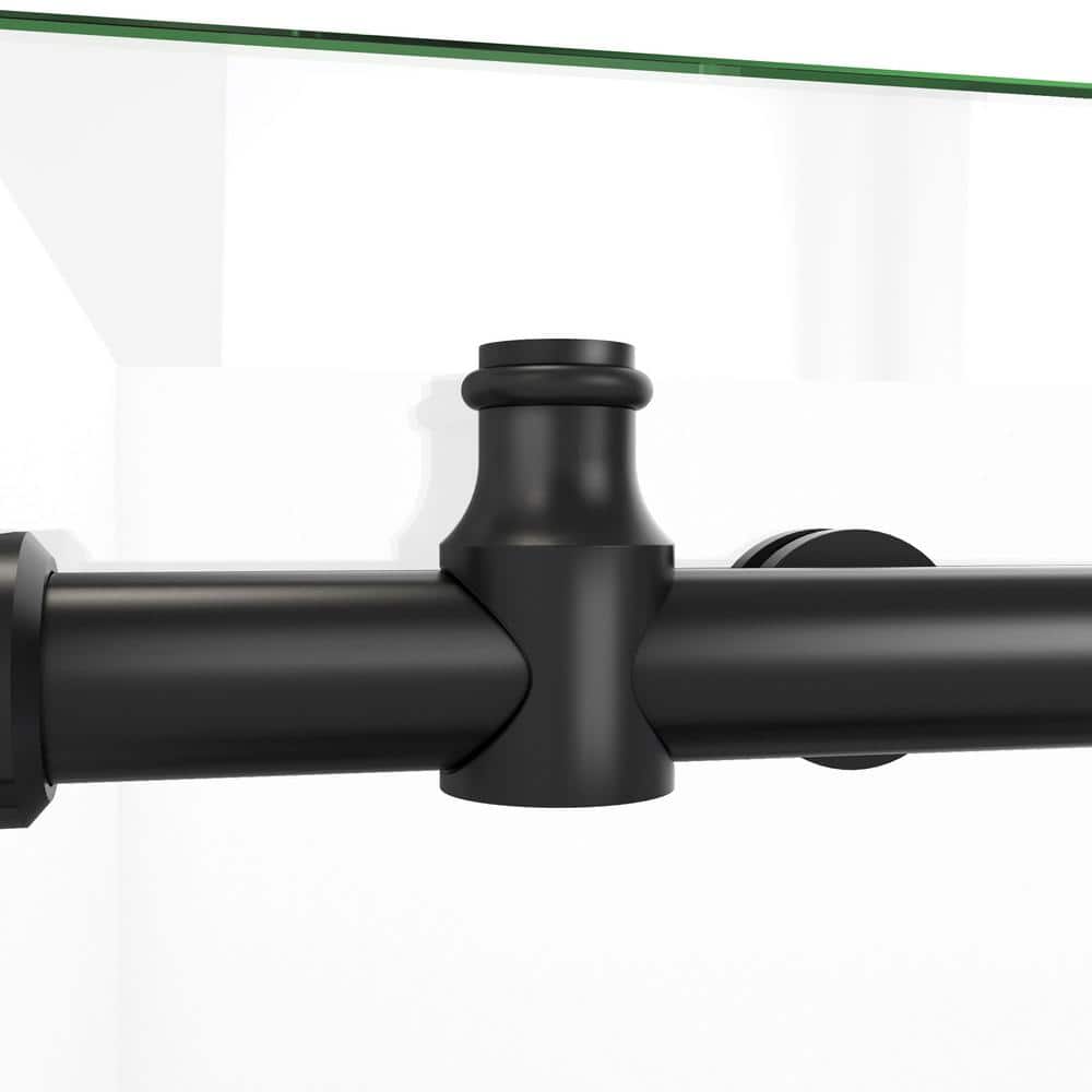 Matte Black Frameless Clear Glass Sliding Shower Enclosure