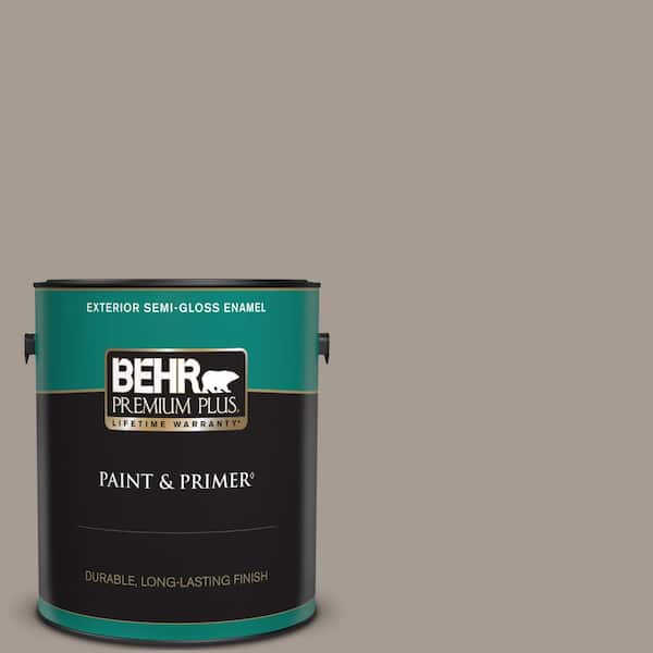 BEHR PREMIUM PLUS 1 gal. #N200-4 Rustic Taupe Semi-Gloss Enamel Exterior Paint & Primer