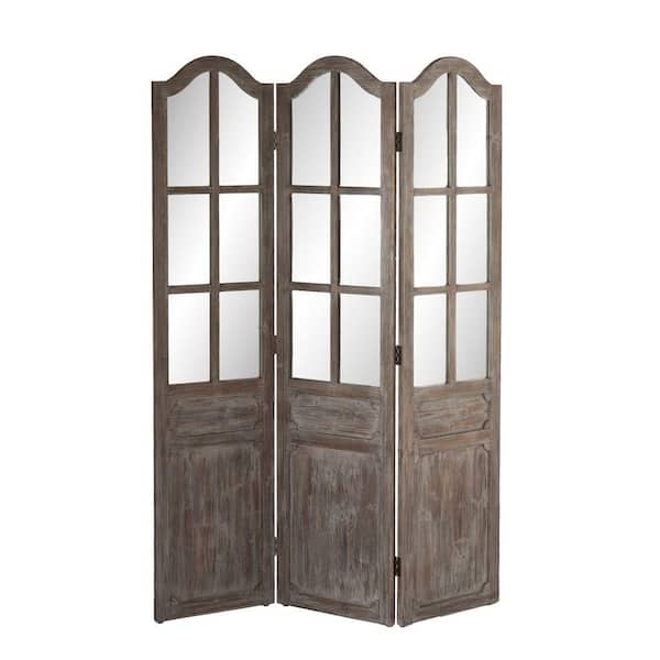 Southern Enterprises 68 in. x 47 in. 3-Panel Petra Screen Room Divider in Gray