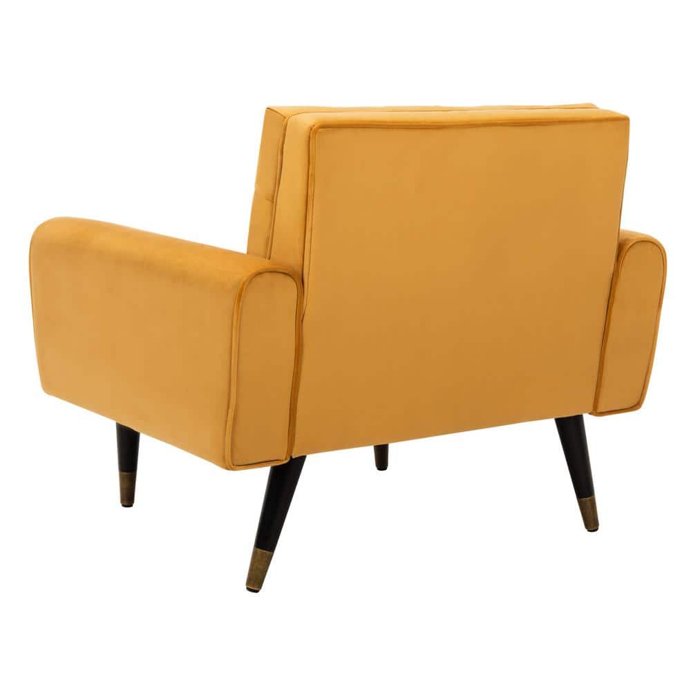 Marigold Velvet Tufted 33" Accent Chair with Black Wood Legs