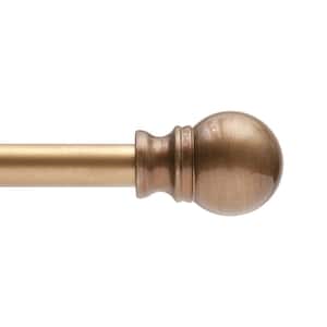 Davenport 48 in. - 86 in. Adjustable Single Petite Cafe Curtain Rod 1/2 in. Diameter in Brushed Brass with Ball Finials