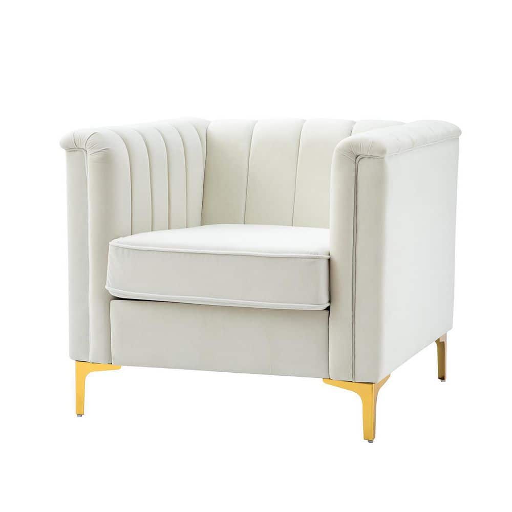 ARTFUL LIVING DESIGN Andrea Ivory 31.9 in. Wide Arm Chair With Metal ...