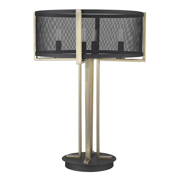 HomeRoots Charlie 25 in. Black Integrated LED No Design Interior Lighting for Living Room with Black Metal Shade