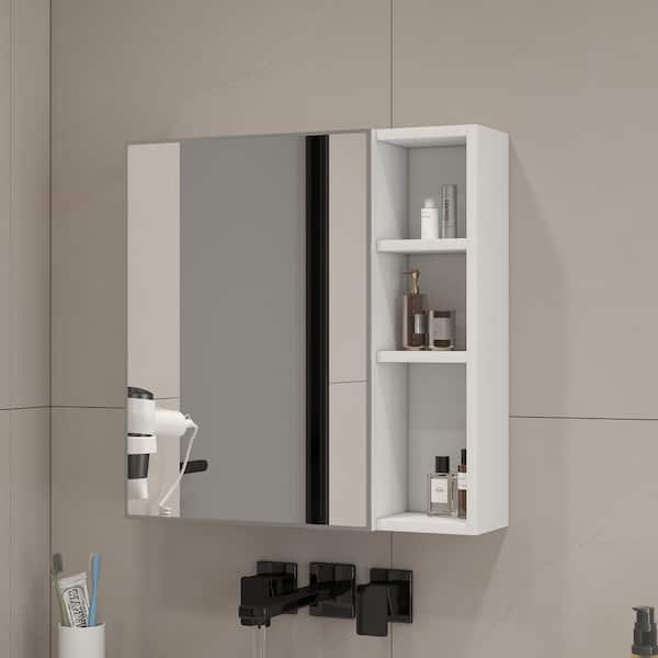Unbranded 21.7 in. W x 22 in. H White Rectangular Medicine Cabinet with Mirror Wall Storage Cabinet Bathroom Mirror Cabinet
