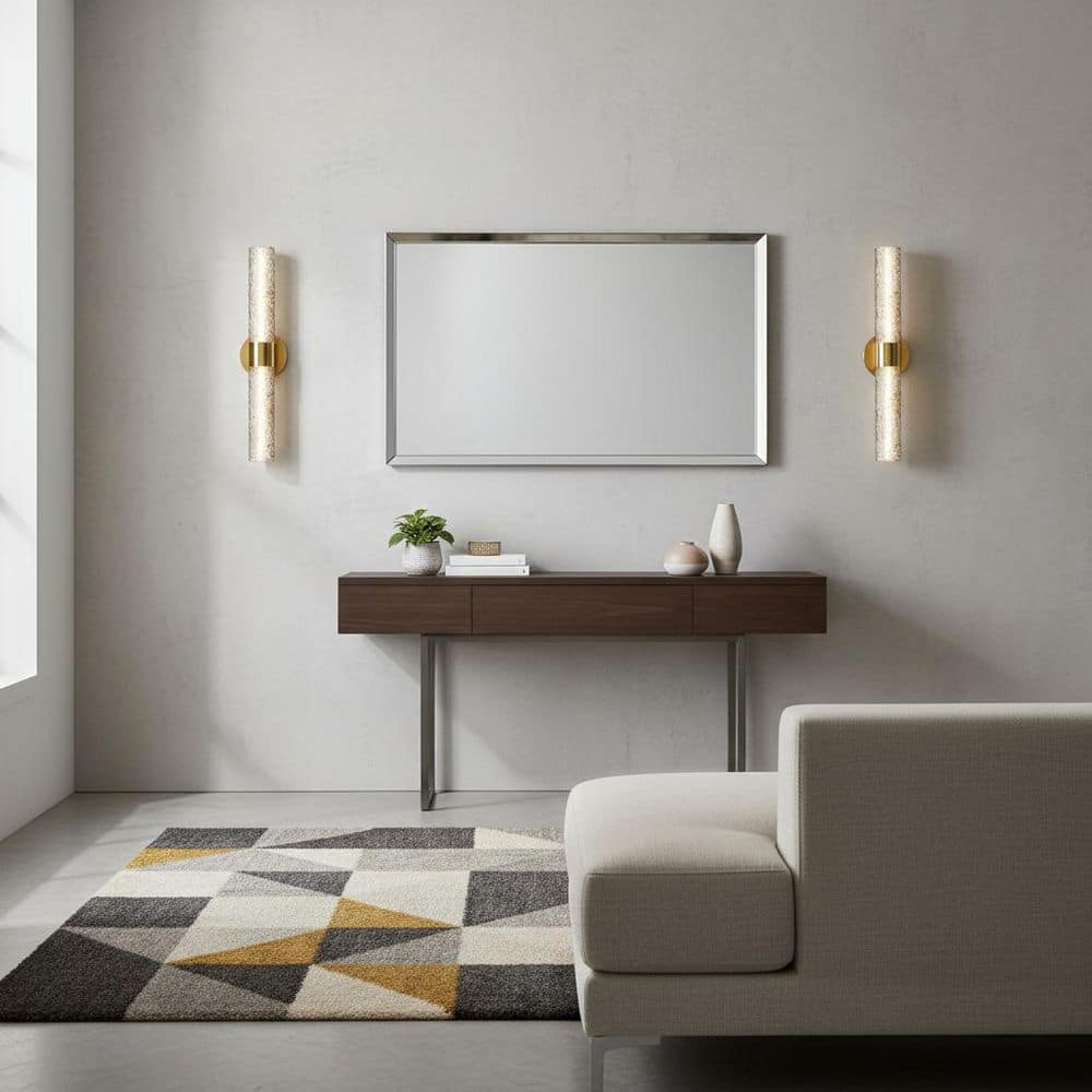 YANSUN 21 in. 2-Light Gold Stone Pattern Wall Sconce Set of 2