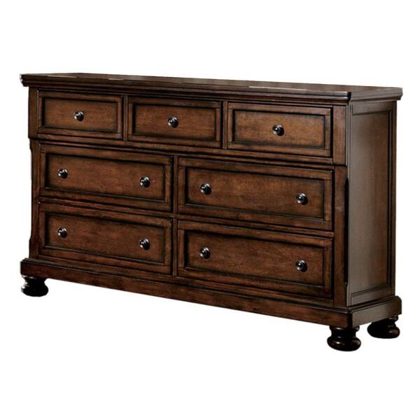 Benjara 18 in. Brown 7 Drawer Wooden Dresser with Round Knobs BM179887 ...