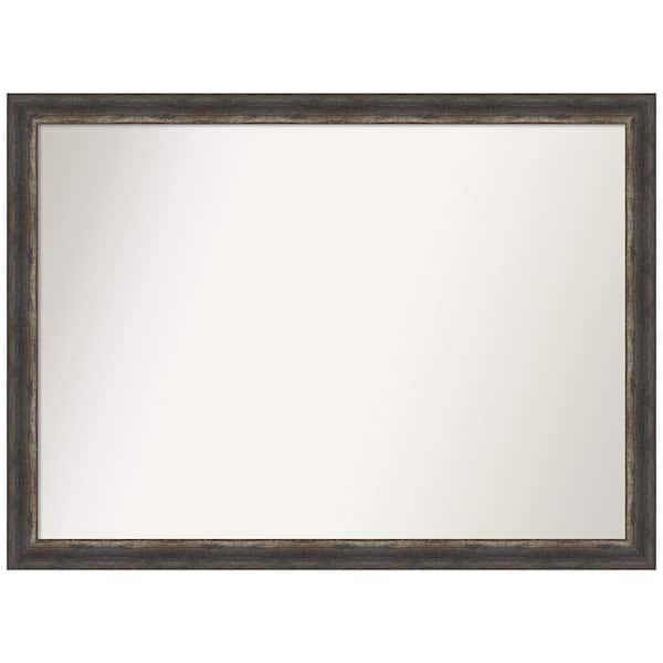 Amanti Art Bark Rustic Char Narrow 41.5 in. W x 30.5 in. H Non-Beveled Bathroom Wall Mirror in Black
