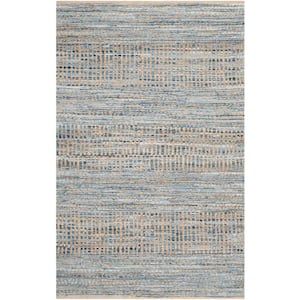 Cape Cod Natural/Blue 4 ft. x 6 ft. Distressed Striped Area Rug