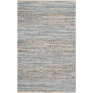 Cape Cod Natural/Blue 5 ft. x 8 ft. Distressed Striped Area Rug